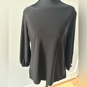 Black Puff Sleeve 3/4 Blouse Relaxed Fit